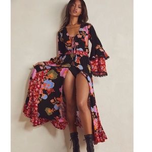 NWT FREE PEOPLE PENNY FLORAL PRINTED MAXI BODYSUIT DRESS XS